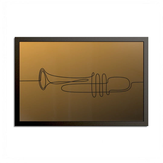 Minimalist Trumpet Wall Art in a Framed Gold-Toned Print