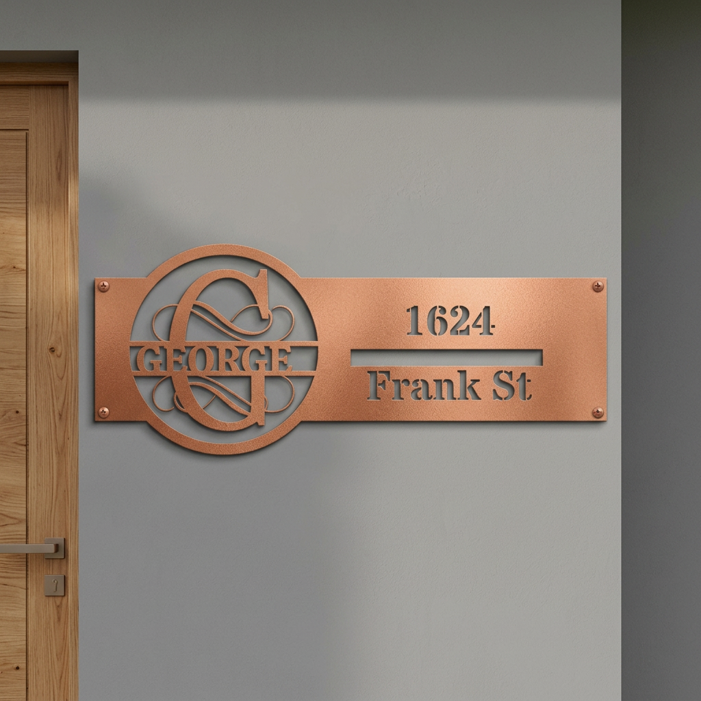 Copper G address sign mockup