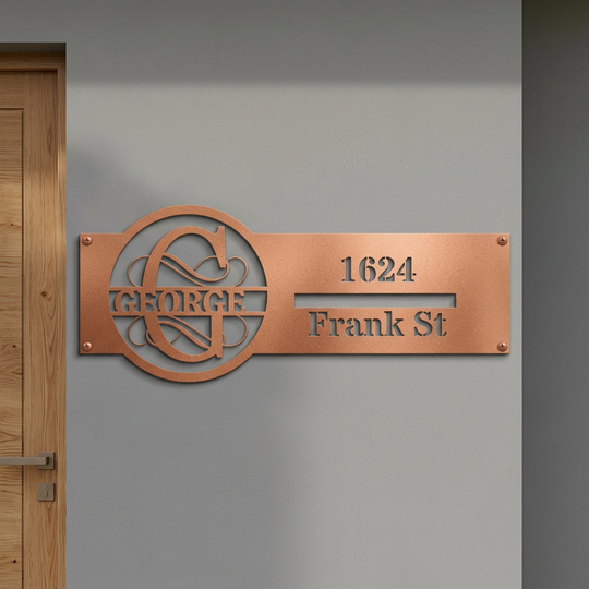 Copper G address sign mockup