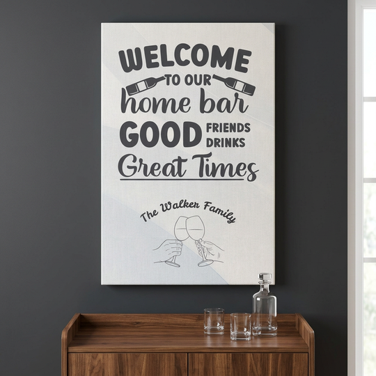 Corrected Personalized Home Bar canvas with full artwork visible