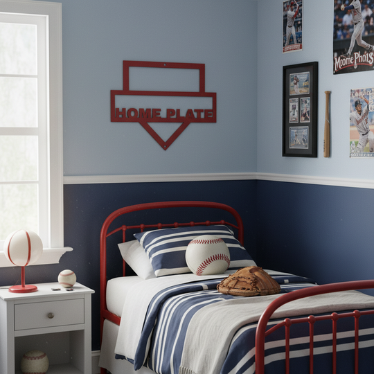 Custom Metal Wall Art - Personalized Rustic Home Decor Baseball Homeplate