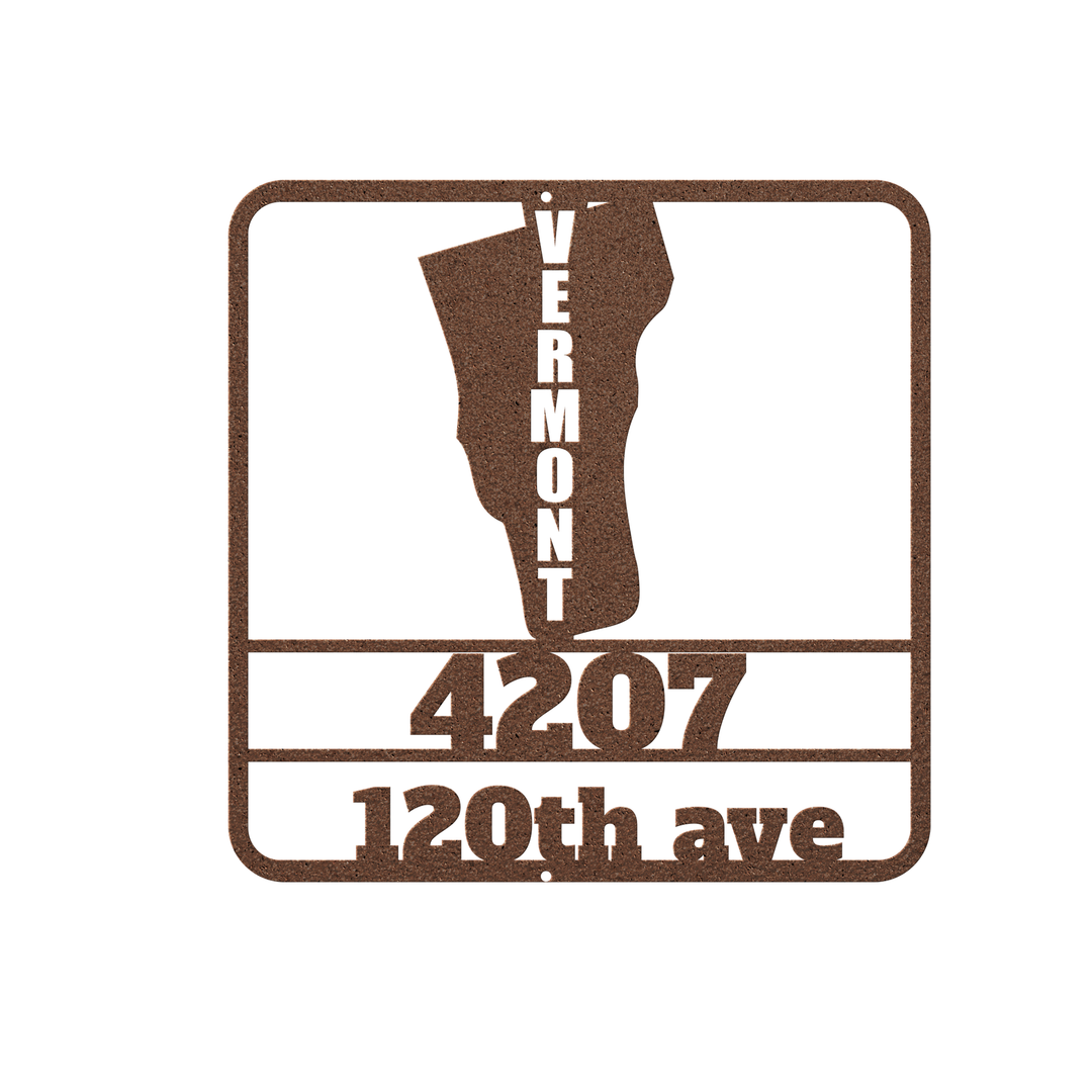 Custom Vermont Metal State Sign - Personalized Address Plaque