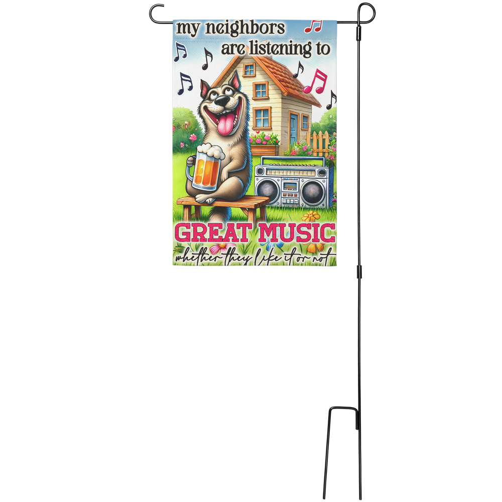 Funny Dog Garden Flag with Music Theme, Gift for Pet Lovers