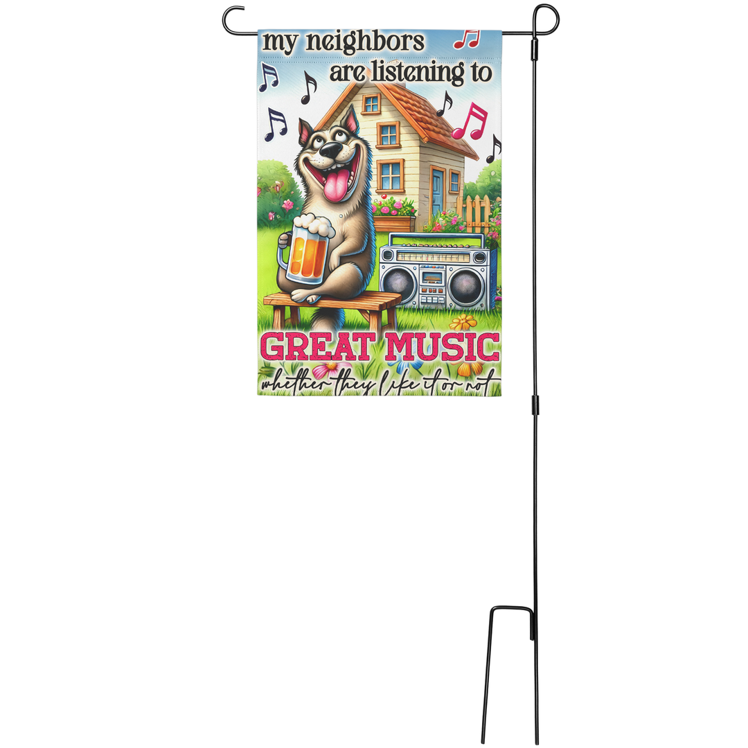 Funny Dog Garden Flag with Music Theme, Gift for Pet Lovers