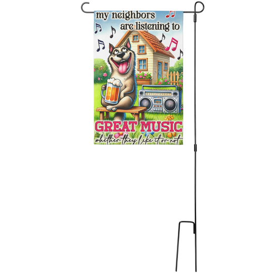 Funny Dog Garden Flag with Music Theme, Gift for Pet Lovers