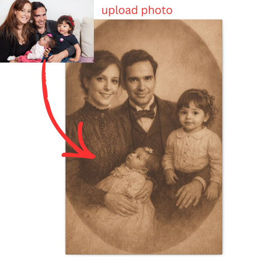 Custom Family Portrait Canvas, Vintage Style Wall Art