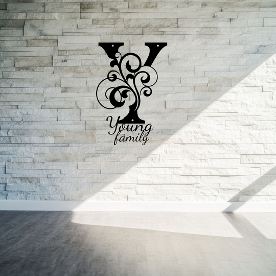 Y monogram Personalized Metal Sign - Family Name Wall Art