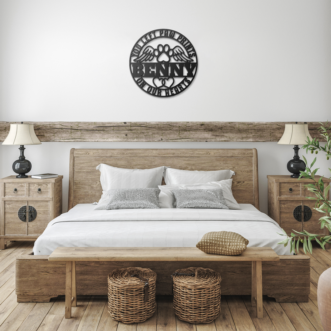 Pet Memorial Sign with Angel Wings and Paw Print/personalized