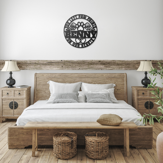 Pet Memorial Sign with Angel Wings and Paw Print/personalized