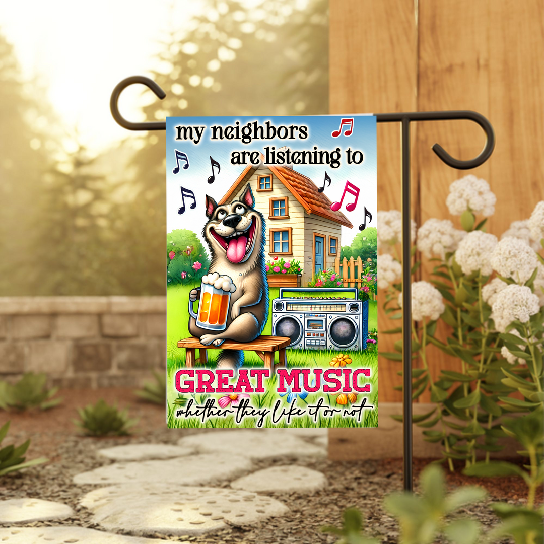 Funny Dog Garden Flag with Music Theme, Gift for Pet Lovers
