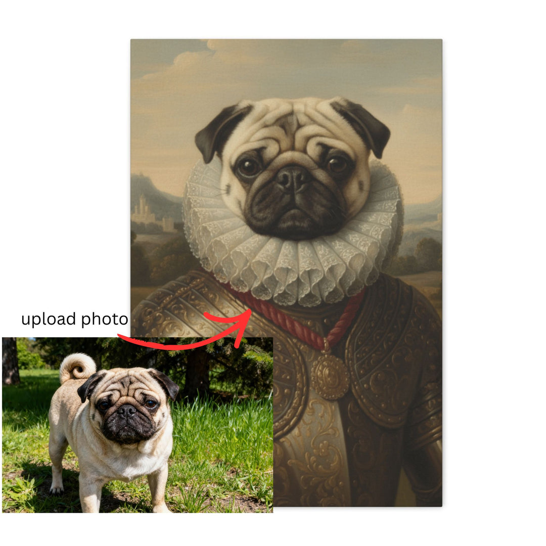 Personalized Funny Dog Art Canvas -  Renaissance Costume