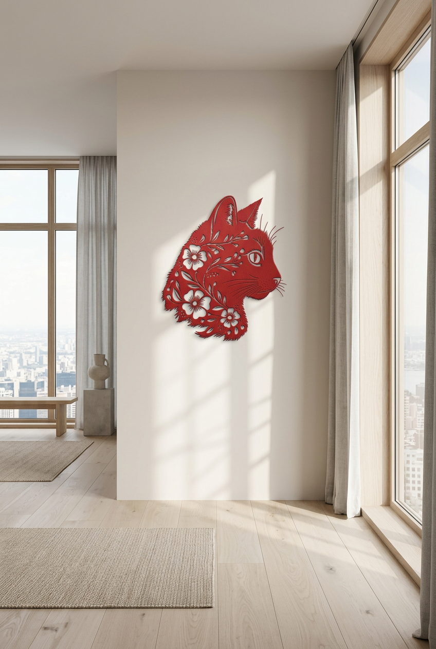 Artistic Cat Metal Wall Art - Indoor Outdoor Decor - Tailored Wall Expressions