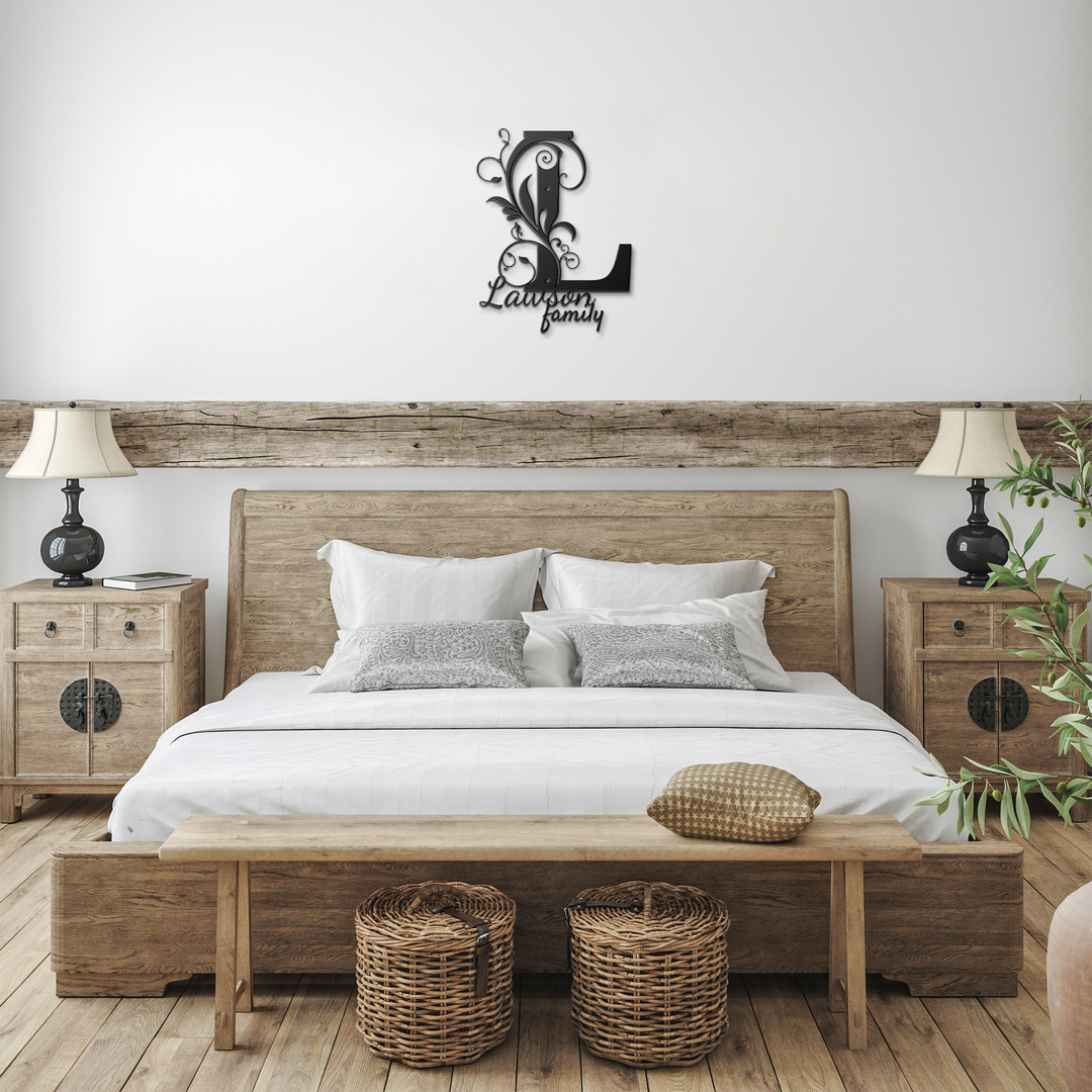 L monogram Personalized Metal Sign - Family Name Wall Art