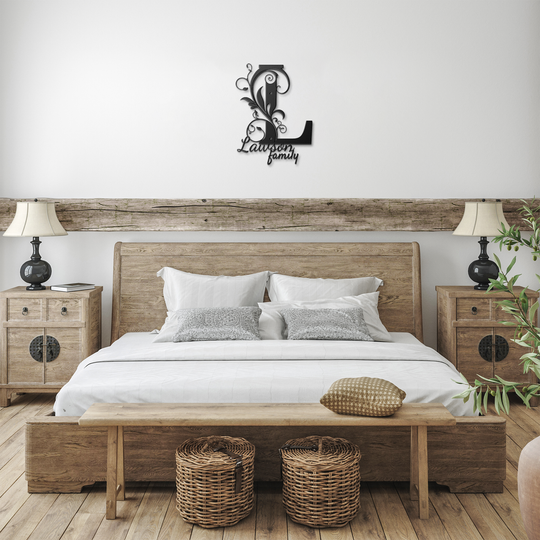 L monogram Personalized Metal Sign - Family Name Wall Art