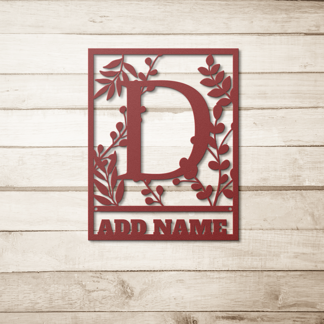 Die-Cut Metal Signs Floral monogram D