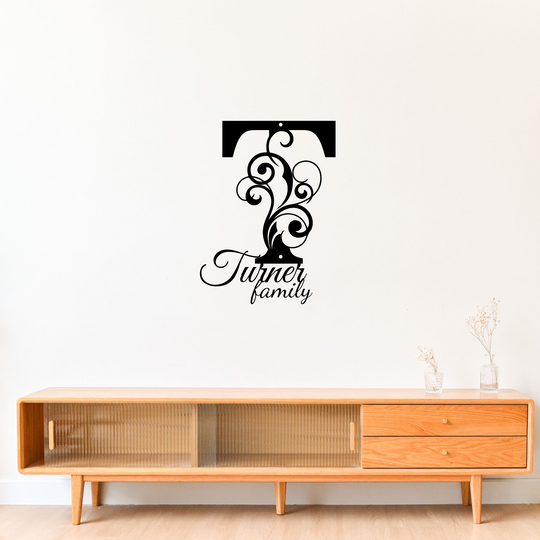 T monogram Personalized Metal Sign - Family Name Wall Art