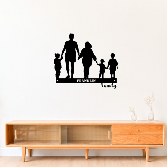 Personalized Family Silhouette Metal Sign