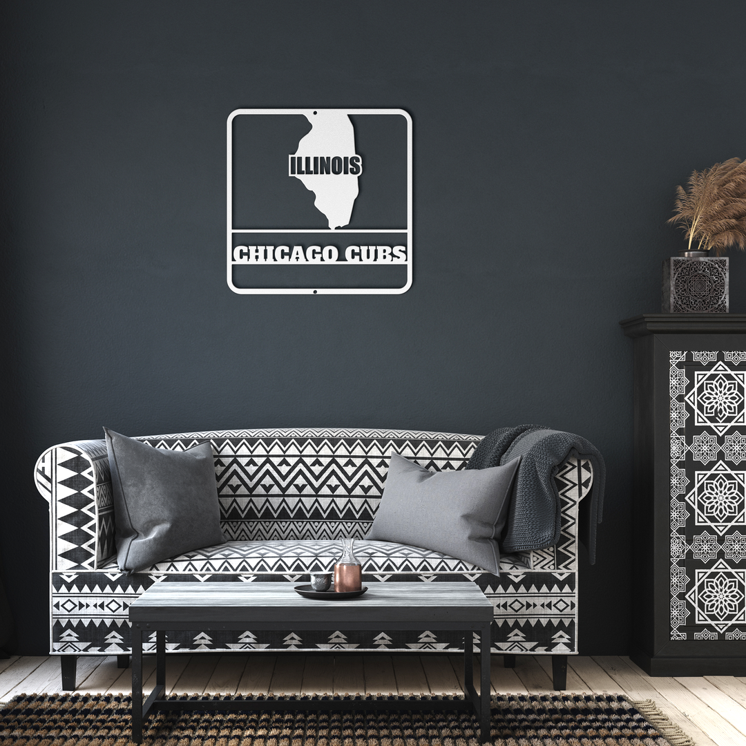 Custom Metal State Sign - Personalized Illinois Decor