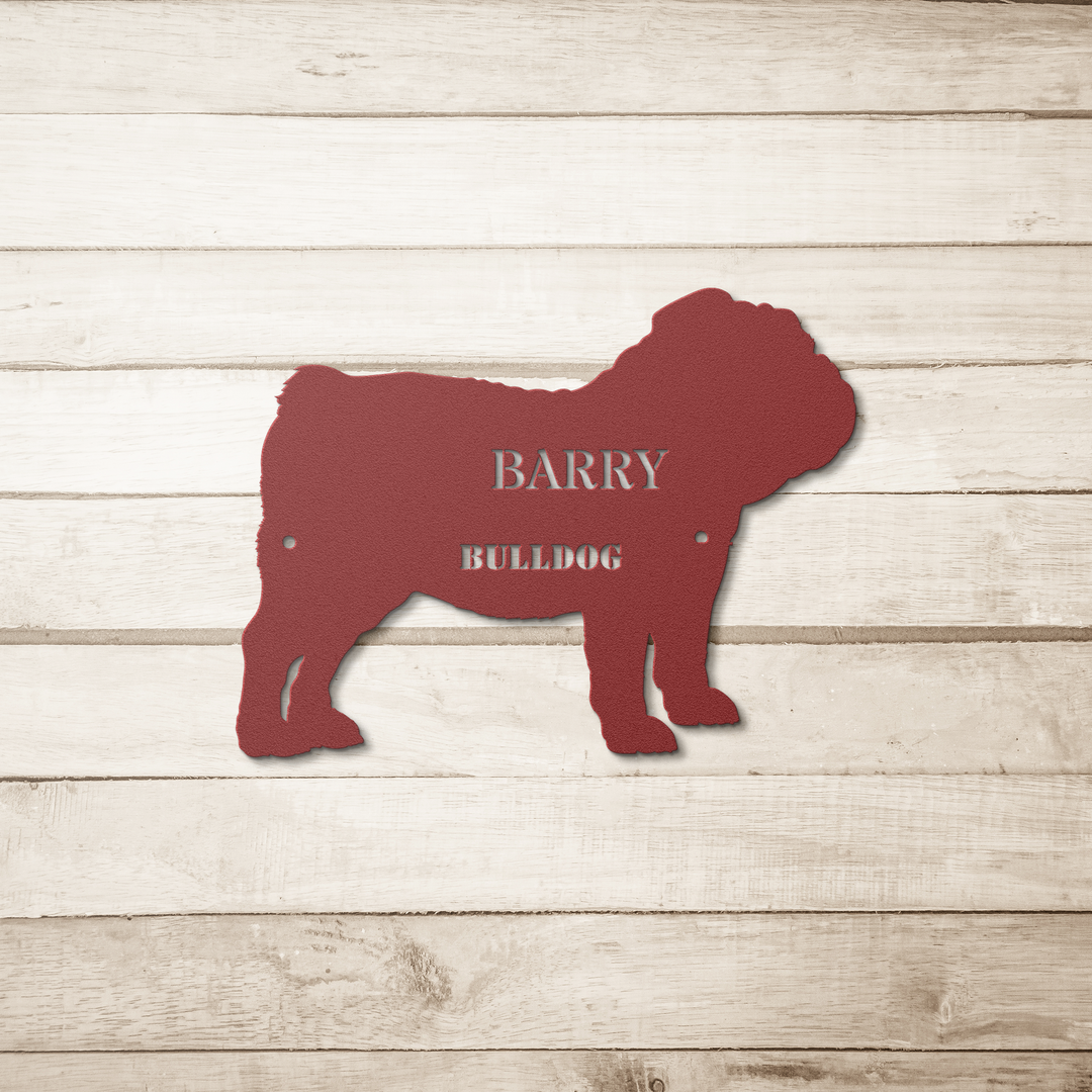 Personalized Bulldog Metal Sign - Custom Pet Name Art