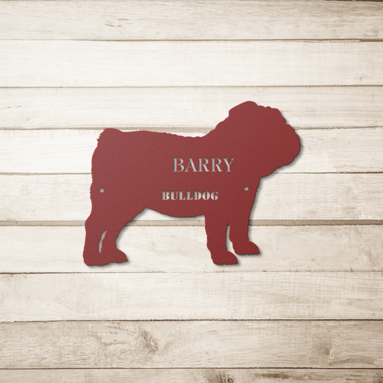 Personalized Bulldog Metal Sign - Custom Pet Name Art