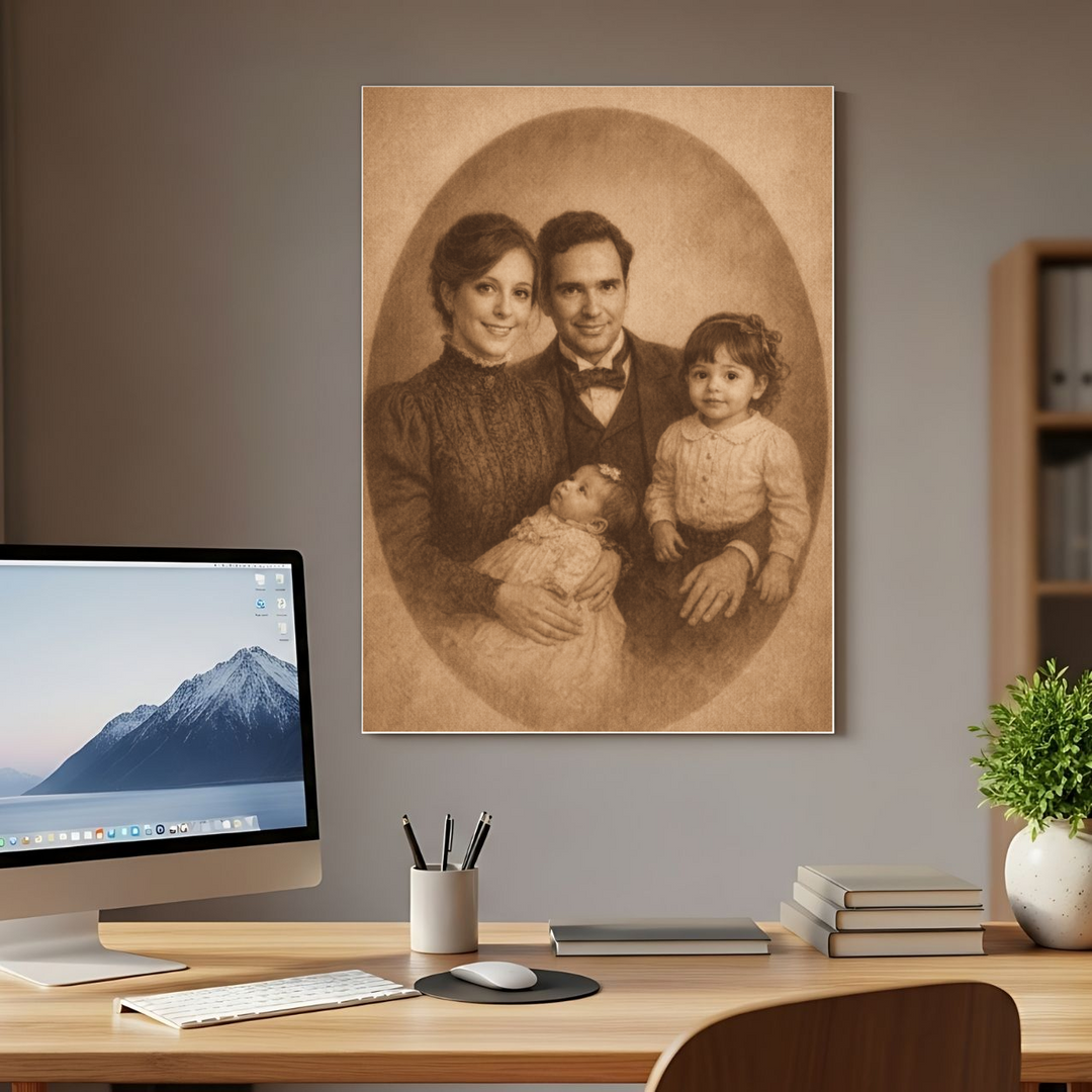 Custom Family Portrait Canvas, Vintage Style Wall Art