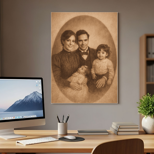 Custom Family Portrait Canvas, Vintage Style Wall Art