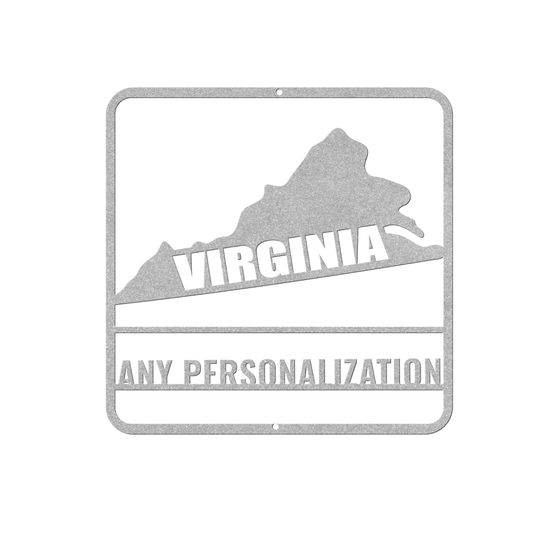 Custom Metal State Map Art - Virginia Wall Decor