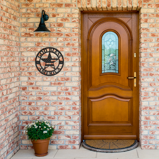 Lone Star Metal Signs featuring a patriot design with God Bless America Wall Art AnywherePOD