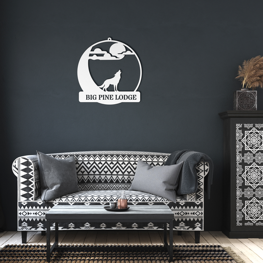 Custom Metal Wolf Sign - Rustic Outdoor Decor