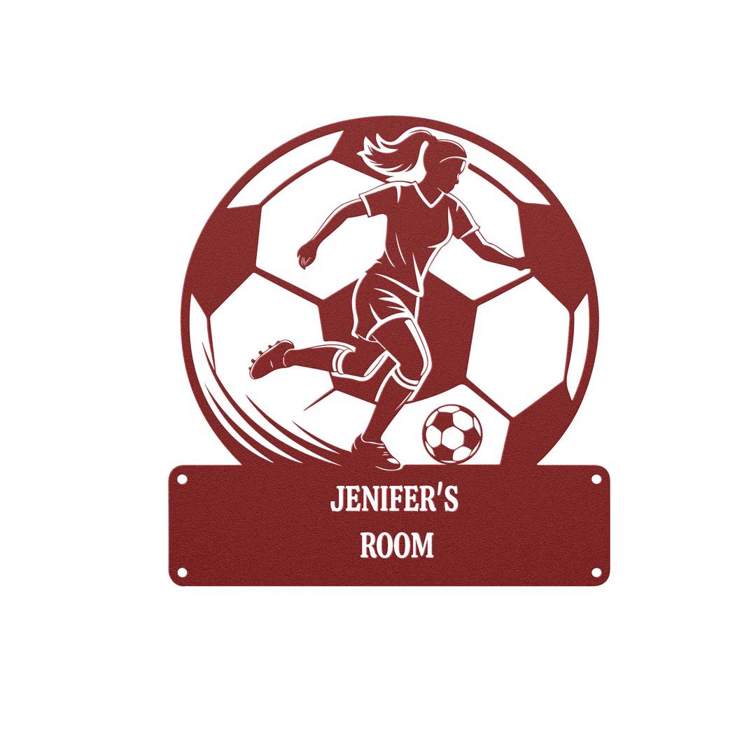 Personalized Soccer Player Metal Wall Art - Custom Sign
