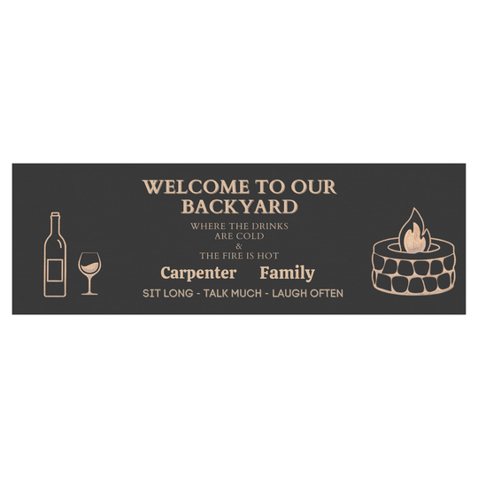 Welcome to Our Backyard Canvas Sign for Entertaining