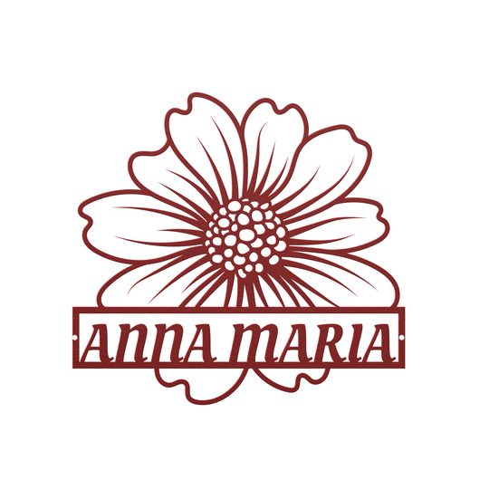 Personalized Steel Flower Metal Wall Art - Indoor/Outdoor