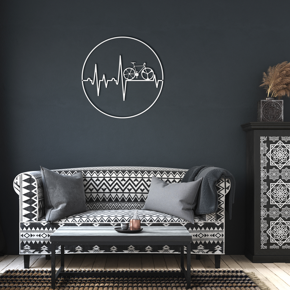 Bike Love Metal Signs with Heartbeat Design - Tailored Wall Expressions