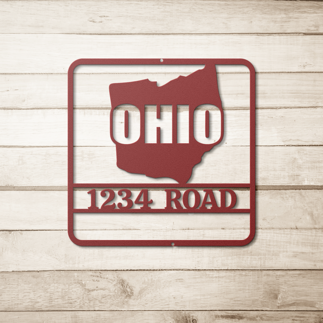 Die-Cut Metal Signs custom map of OHIO PERSONALIZED