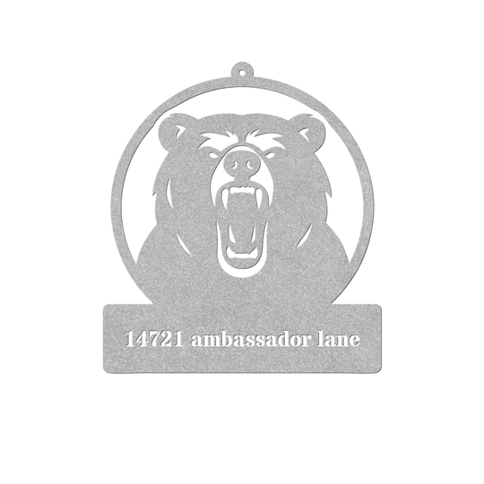 Bear Metal Sign Outdoor Decor - Custom House Nameplate
