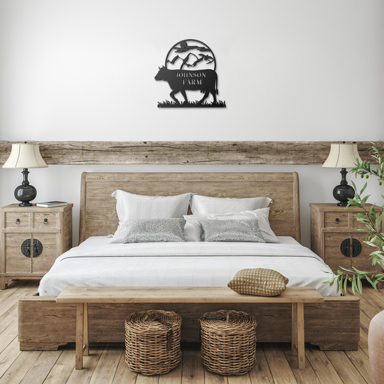 Farmhouse decor Metal Signs custom text with cow image PERSONALIZED Wall Art AnywherePOD