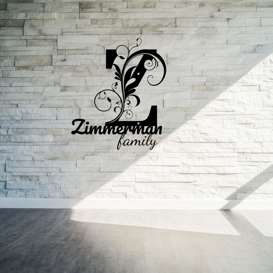 Z monogram Personalized Metal Sign - Family Name Wall Art