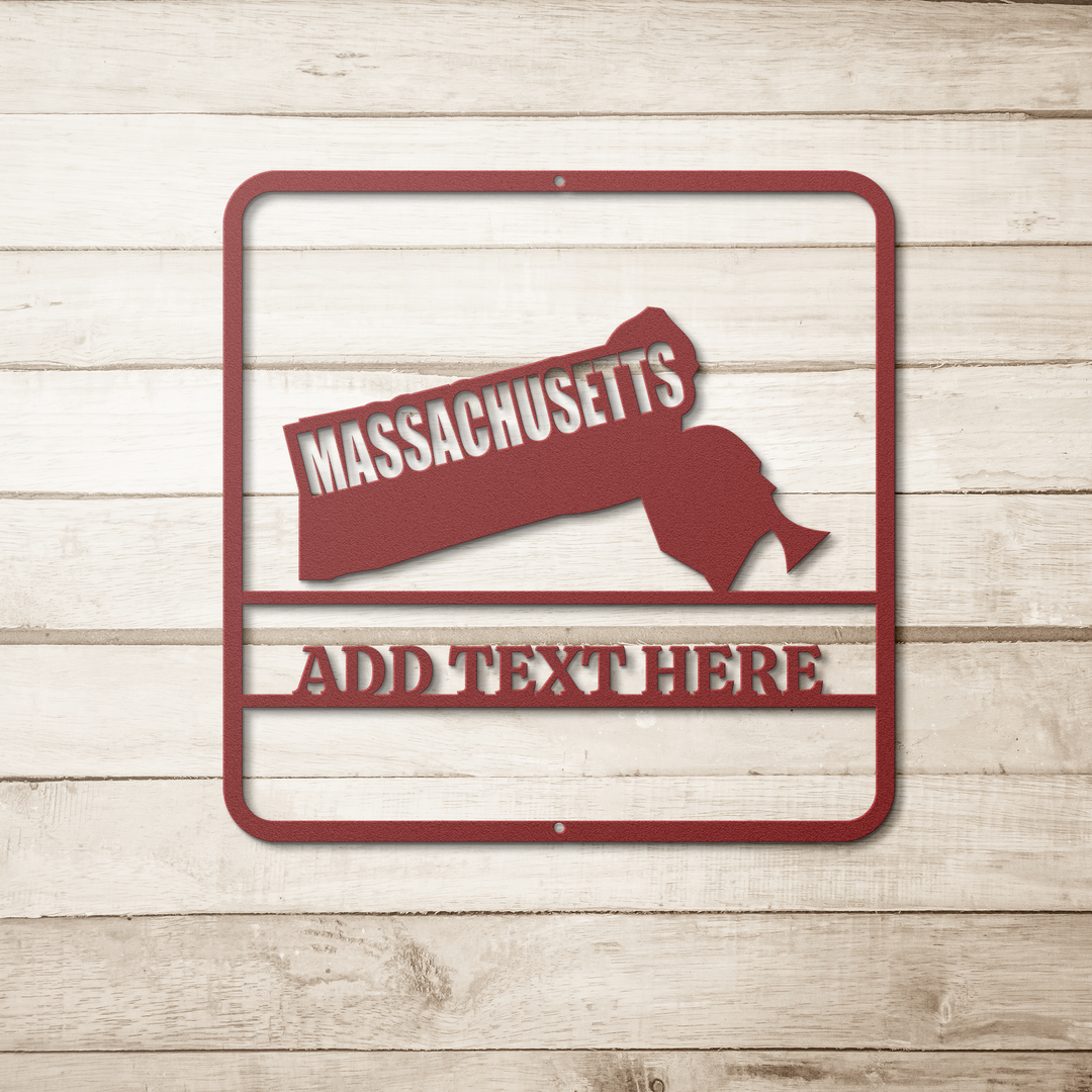 Die-Cut Metal Signs custom map of Massachusetts PERSONALIZED