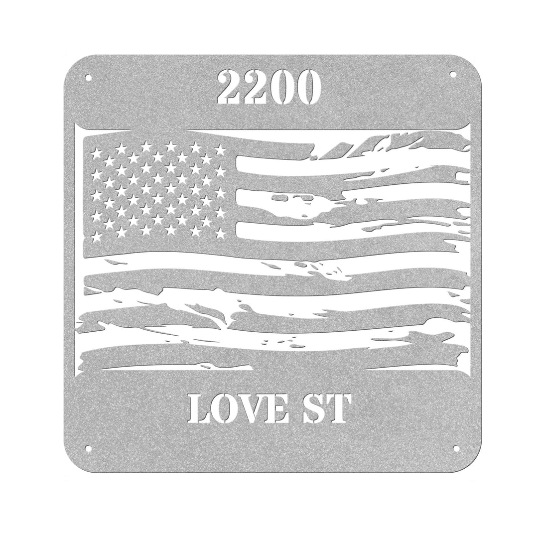 Die - Cut Metal Signs Custom address with tattered flag image - Tailored Wall ExpressionsWall Artapod - 3569081