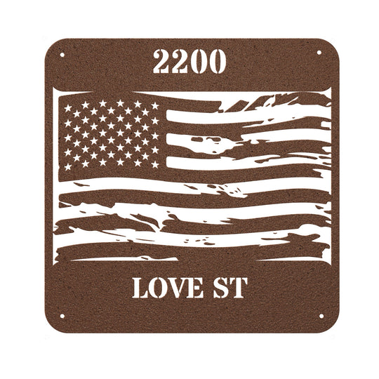 Die - Cut Metal Signs Custom address with tattered flag image - Tailored Wall ExpressionsWall Artapod - 3569081