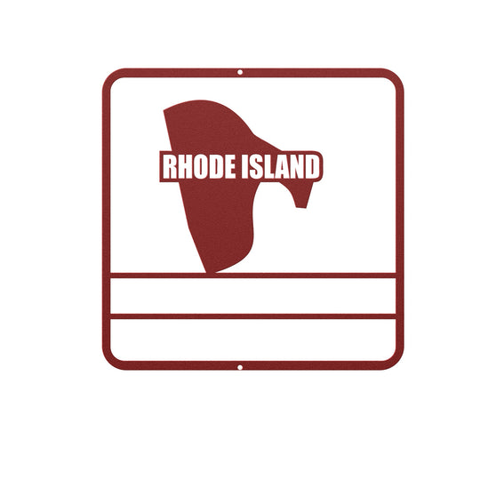 Personalized Die-Cut Metal Signs custom map of Rhode Island Wall Art AnywherePOD Red 36 Inch