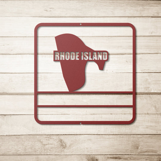 Personalized Die-Cut Metal Signs custom map of Rhode Island Wall Art AnywherePOD