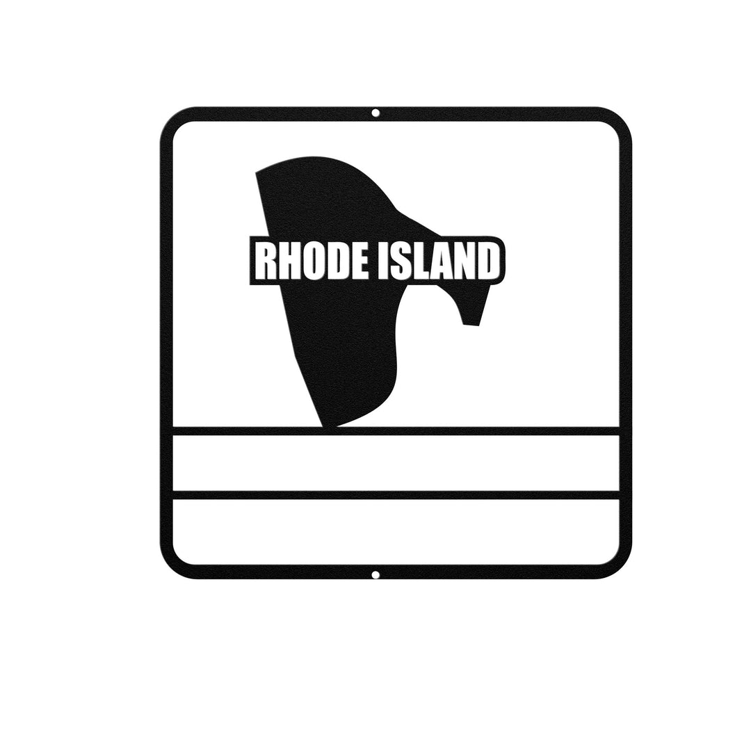 Personalized Die-Cut Metal Signs custom map of Rhode Island Wall Art AnywherePOD