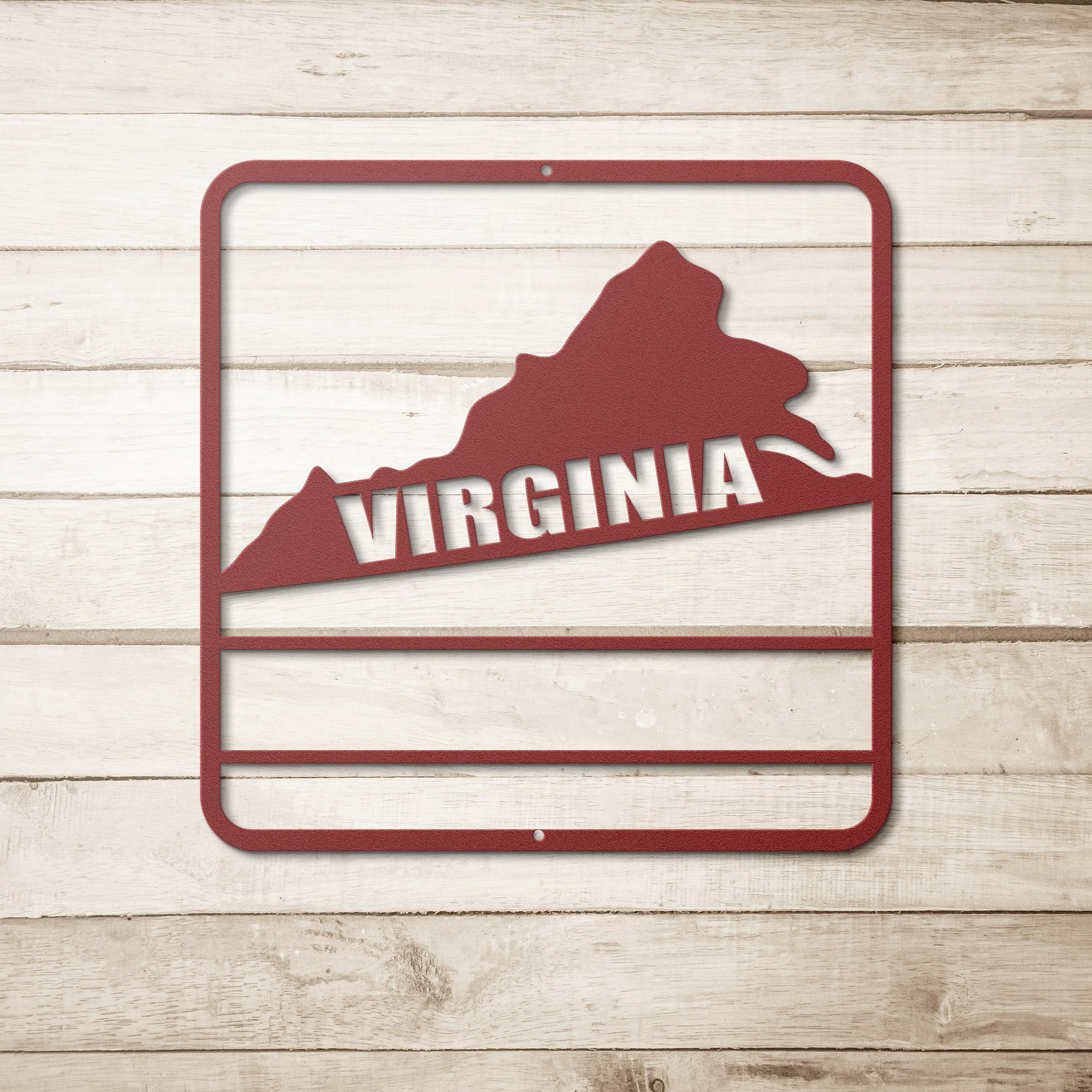 Personalized Die-Cut Metal Signs custom map of Virgina Wall Art AnywherePOD Red 36 Inch