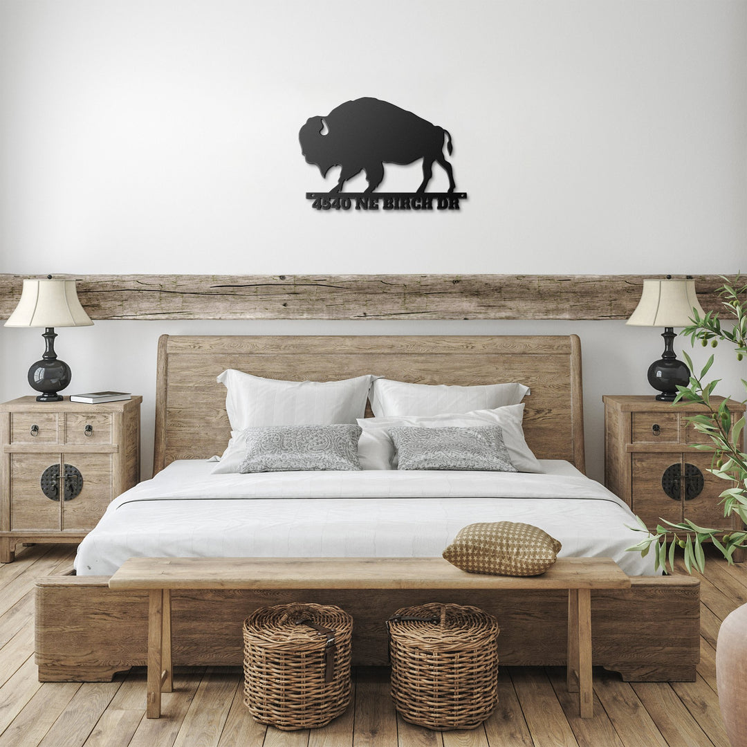 Die - Cut Metal Signs custom text with bison image - Tailored Wall ExpressionsWall Artapod - 3335999