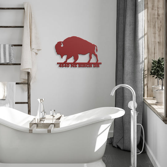 Die - Cut Metal Signs custom text with bison image - Tailored Wall ExpressionsWall Artapod - 3335999