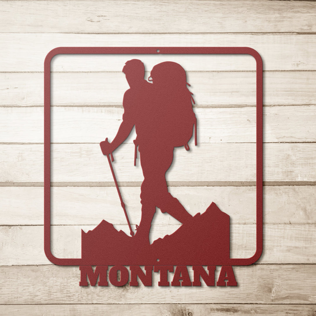 Die - Cut Metal Signs custom text with hiker image - Tailored Wall ExpressionsWall Artapod - 3335542