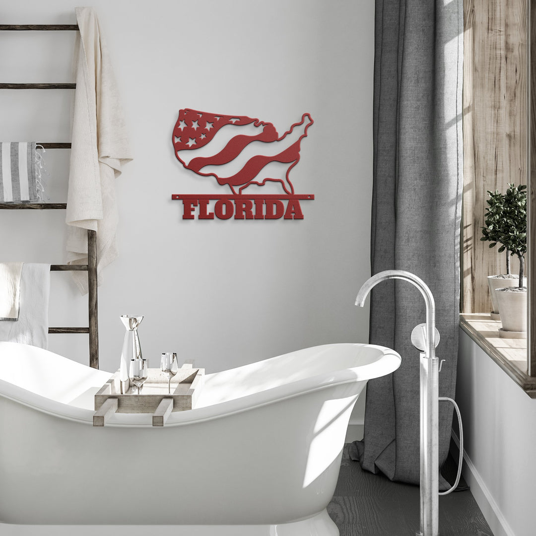 Die - Cut Metal Signs custom text with image of USA map - Tailored Wall ExpressionsWall Artapod - 3335649