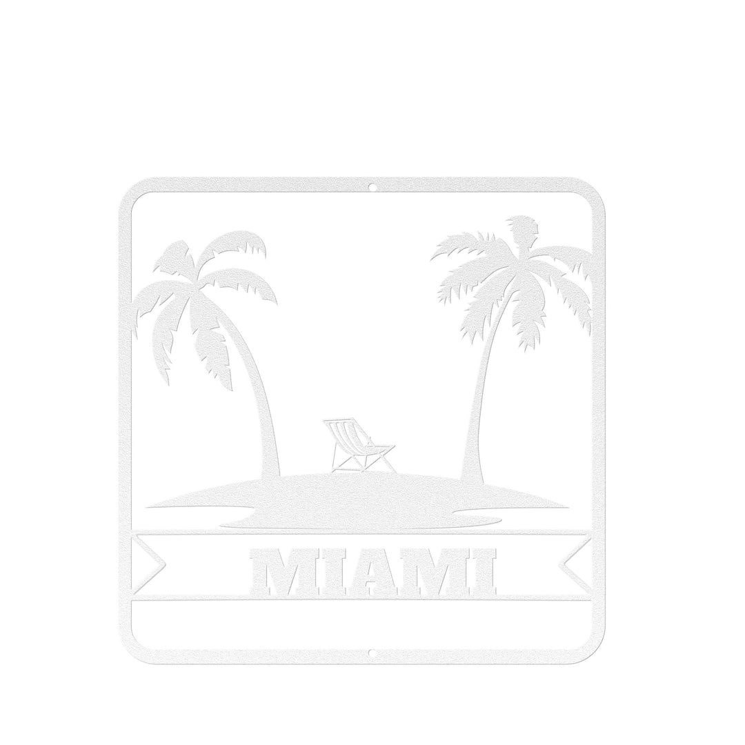 Die - Cut Metal Signs custom text with palm tree image - Tailored Wall ExpressionsWall Artapod - 3335456