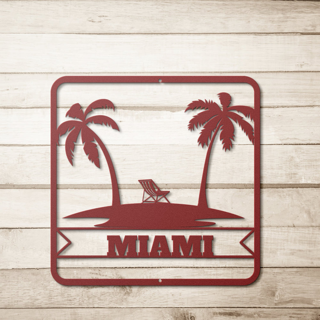 Die - Cut Metal Signs custom text with palm tree image - Tailored Wall ExpressionsWall Artapod - 3335456